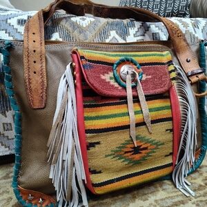 Bohemian Multicolor Fringe Leather  Tote Bag